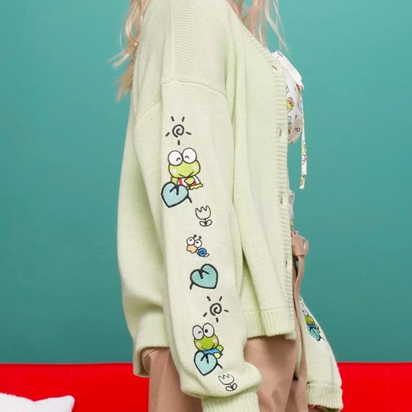 Keroppi Embroidered Skimmer Cardigan Size Small - Picture 5 of 15